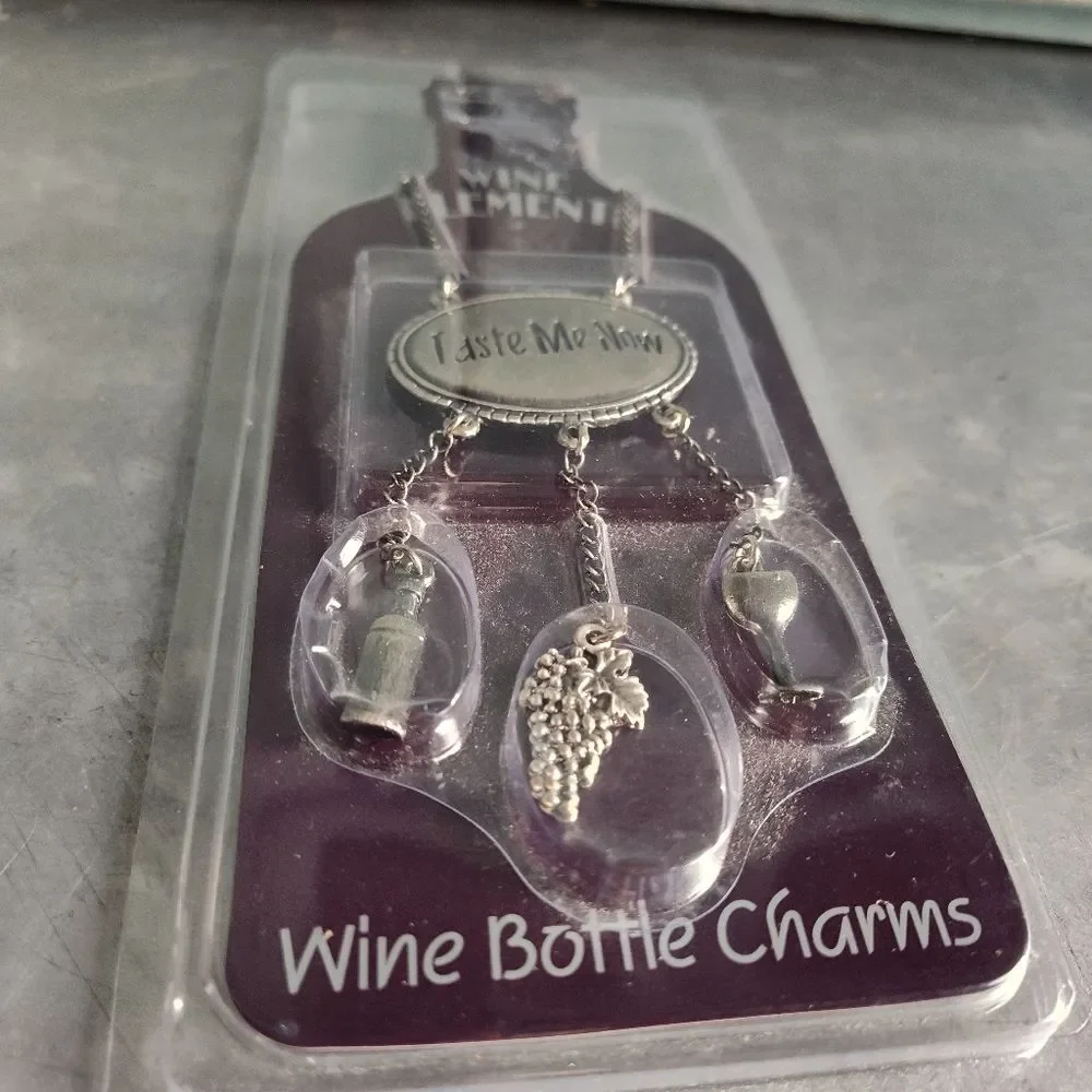 Pewter Wine Bottle Charm Set